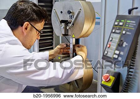 Stock Photograph - Traction test. Mechanical Testing Laboratory. Technological Services to Industry. Tecnalia Research & Innovation, Donostia, San Sebastian, Gipuzkoa, Basque Country, Spain.. Fotosearch