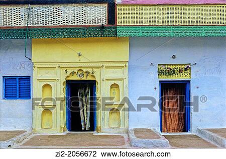 Stock Image - Traditional architecture, Orcha, Madhya Pradesh, India, Asia.. Fotosearch