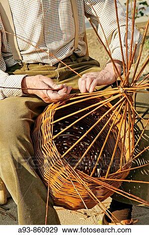 Stock Photo - Traditional basketwork in a medieval market. Mollerussa, Lleida, Spain.. Fotosearch