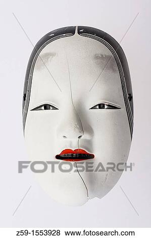 traditional but broken japanese noh theatre mask of ko-omote representing young beauty woman - symbolism of growing older View Large Photo Image Stock Photo - traditional but broken japanese noh theatre mask of ko-omote representing young beauty woman - symbolism of growing older. Fotosearch