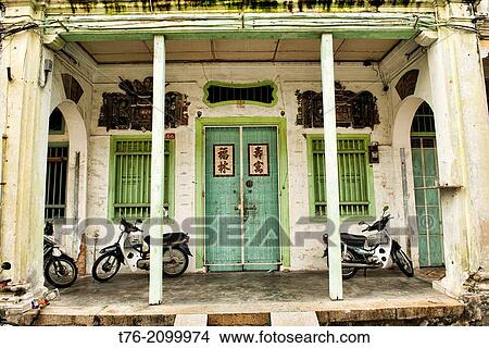 Traditional Chinese shop houses in the UNESCO World Heritage zone of Georgetown in Penang, Malaysia. View Large Photo Image Picture - Traditional Chinese shop houses in the UNESCO World Heritage zone of Georgetown in Penang, Malaysia.. Fotosearch