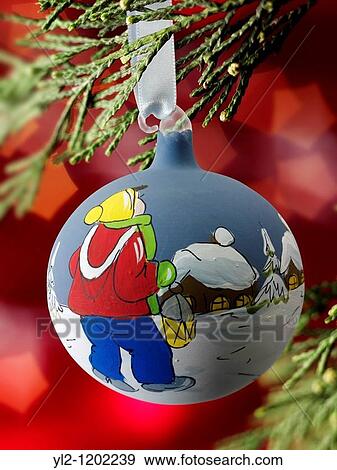 Traditional Christmas tree bauble decoration View Large Photo Image Stock Photo - Traditional Christmas tree bauble decoration. Fotosearch