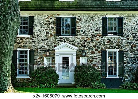 Traditional colonial field stone house View Large Photo Image Stock Photo - Traditional colonial field stone house. Fotosearch