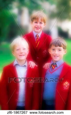 Stock Photo - Traditional dress on young English boys in school age 6 York England. Fotosearch