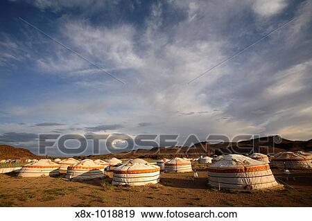 Traditional Gers of a touristic camp, Gobi desert, Mongolia View Large Photo Image Stock Photo - Traditional Gers of a touristic camp, Gobi desert, Mongolia. Fotosearch