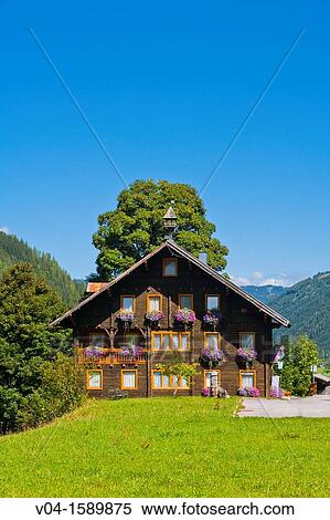 Traditional house in Untertauern, Austria, Europe View Large Photo Image Stock Photography - Traditional house in Untertauern, Austria, Europe. Fotosearch