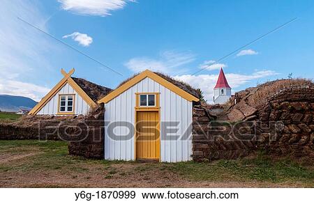Traditional houses in Glaumbur, roofs and walls built of peat in the eighteenth century Iceland, Scandinavia, Europe View Large Photo Image Stock Photo - Traditional houses in Glaumbur, roofs and walls built of peat in the eighteenth century Iceland, Scandinavia, Europe. Fotosearch