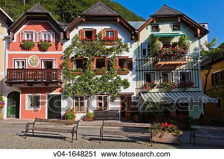 Traditional houses in the town of Hallstatt, Austria, Europe View Large Photo Image Stock Image - Traditional houses in the town of Hallstatt, Austria, Europe. Fotosearch