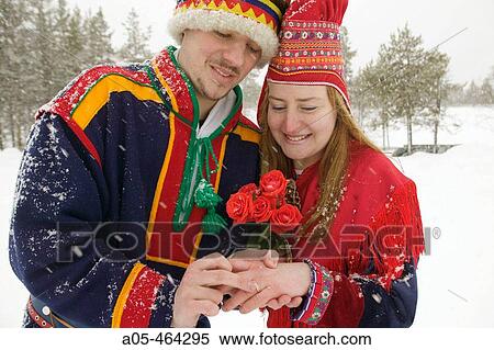 Traditional Lapp wedding in Hotel Kakslauttanen. Lapland. Ivalo. Finlandia View Large Photo Image Stock Photography - Traditional Lapp wedding in Hotel Kakslauttanen. Lapland. Ivalo. Finlandia. Fotosearch