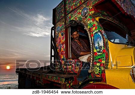 traditional multicolored truck in calicut beach. india. View Large Photo Image Picture - traditional multicolored truck in calicut beach. india.. Fotosearch