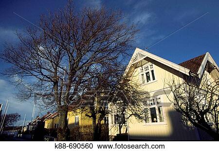 Stock Image - Traditional Swedish house, Havstenssund, Bohusln, Sweden. Fotosearch