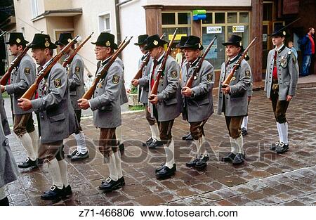 Stock Photograph - Traditionally dressed people. Local festival. Zell am See. Austria.. Fotosearch