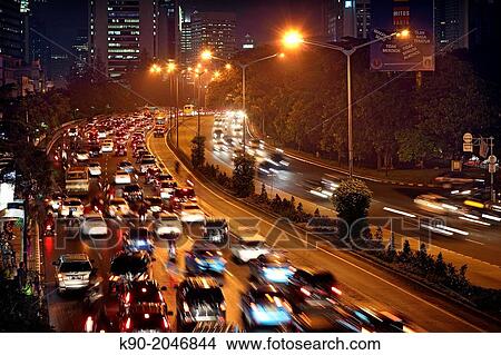 Traffic at night, Jakarta, Java, Indonesia, Southeast Asia. View Large Photo Image Picture - Traffic at night, Jakarta, Java, Indonesia, Southeast Asia.. Fotosearch