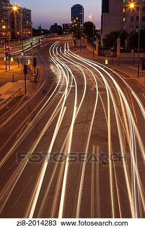 Traffic at night, Vauxhall, London, England. View Large Photo Image Stock Image - Traffic at night, Vauxhall, London, England.. Fotosearch