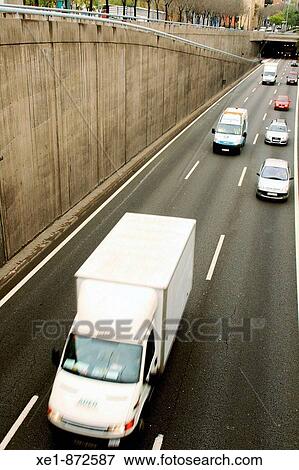 Stock Photo - Traffic at Ronda de Dalt ring road, Barcelona. Catalonia, Spain. Fotosearch