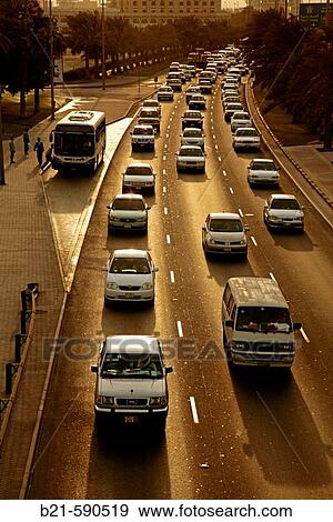 Stock Photo - Traffic at rush hours. Manama. Bahrain. Fotosearch
