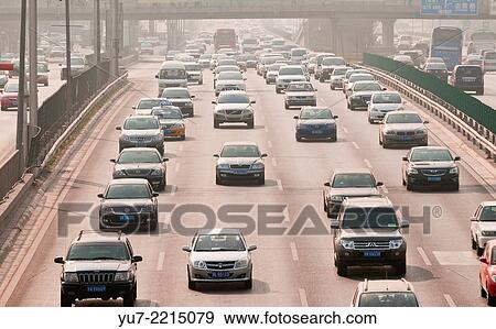 Traffic at the North 4th Ring Road Middle in Beijing, China. View Large Photo Image Stock Photo - Traffic at the North 4th Ring Road Middle in Beijing, China.. Fotosearch