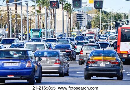 Traffic. Avinguda Diagonal, Barcelona, Catalonia, Spain. View Large Photo Image Stock Photography - Traffic. Avinguda Diagonal, Barcelona, Catalonia, Spain.. Fotosearch
