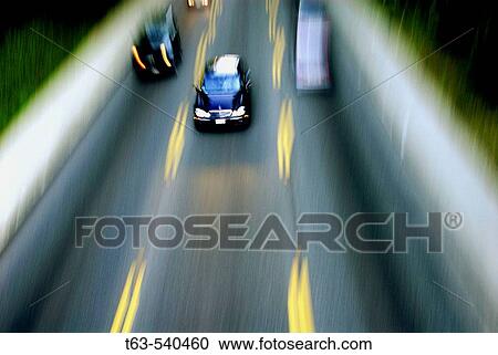 Stock Image - Traffic, Georgia street, Vancouver, British Columbia, Canada. Fotosearch