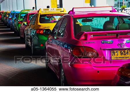 Stock Photography - Traffic in Bangkok, Taxi, Thailand, Southeast Asia.. Fotosearch