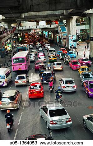 Traffic in Bangkok, Thailand, Southeast Asia. View Large Photo Image Stock Image - Traffic in Bangkok, Thailand, Southeast Asia.. Fotosearch