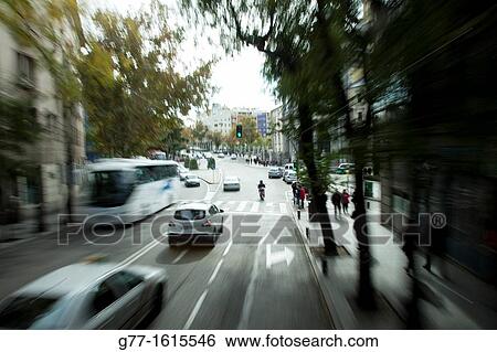 Traffic in downtown, Madrid, Spain View Large Photo Image Stock Photograph - Traffic in downtown, Madrid, Spain. Fotosearch