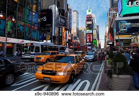 Traffic in Times Square, New York View Large Photo Image Stock Photograph - Traffic in Times Square, New York. Fotosearch