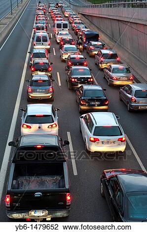 Traffic jam at the motorway entering Barcelona, Spain View Large Photo Image Stock Image - Traffic jam at the motorway entering Barcelona, Spain. Fotosearch