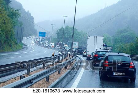 Traffic Jam, Highway N1, Tolosa, Gipuzkoa, Basque Country, Spain View Large Photo Image Stock Photo - Traffic Jam, Highway N1, Tolosa, Gipuzkoa, Basque Country, Spain. Fotosearch