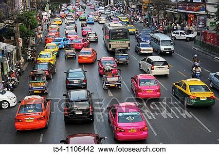 Stock Image - Traffic jam in Bangkok. Fotosearch