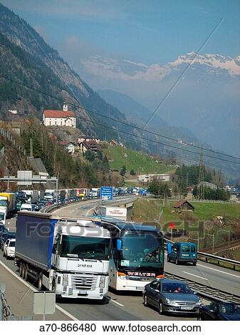 Traffic jam in Easter holidays. Gotthard. Switzerland View Large Photo Image Stock Image - Traffic jam in Easter holidays. Gotthard. Switzerland. Fotosearch