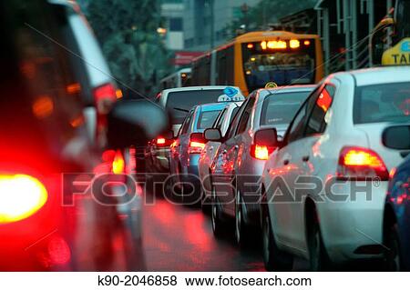 Stock Photo - Traffic jam, Jakarta, Java, Indonesia, Southeast Asia.. Fotosearch