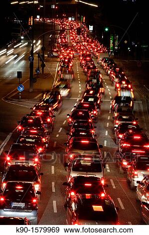 Traffic jam on a six lane road in the heart of the city, Hamburg, Germany Europe View Large Photo Image Stock Photo - Traffic jam on a six lane road in the heart of the city, Hamburg, Germany Europe. Fotosearch