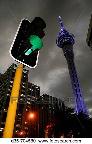 Traffic light and Skytower and dark sky in Auckland City, Auckland, North Island, New Zealand View Large Photo Image Stock Image - Traffic light and Skytower and dark sky in Auckland City, Auckland, North Island, New Zealand. Fotosearch