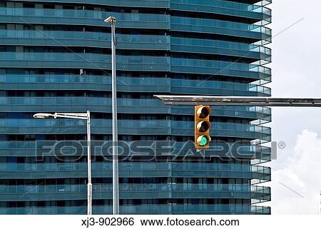 Stock Photograph - Traffic light, Barcelona, Catalonia, Spain. Fotosearch