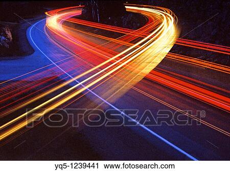 traffic light trails at night View Large Photo Image Stock Image - traffic light trails at night. Fotosearch