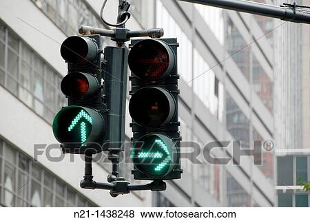 Stock Photo - Traffic lights. Manhattan, New York, New York. USA. Fotosearch