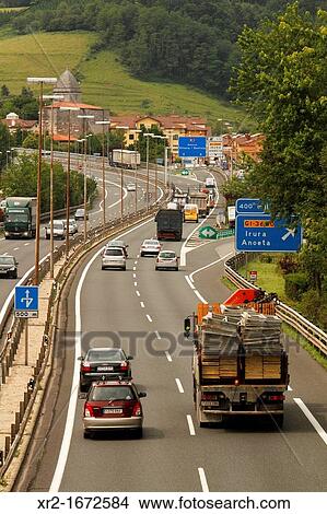 Traffic on the N-1, Gipuzkoa, Basque Country, Spain. View Large Photo Image Picture - Traffic on the N-1, Gipuzkoa, Basque Country, Spain.. Fotosearch