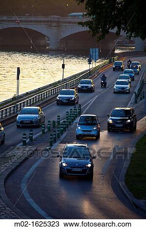 Traffic road and Seine River, Paris, Ile de France, France, Europe View Large Photo Image Stock Image - Traffic road and Seine River, Paris, Ile de France, France, Europe. Fotosearch