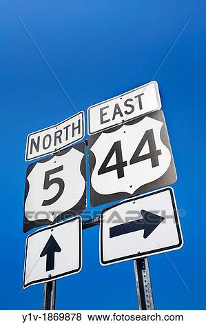 Stock Photo - Traffic route signs. Fotosearch