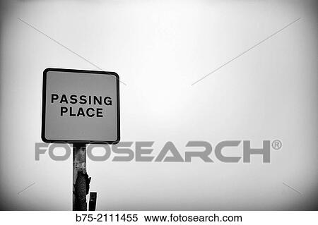 Traffic signal indicating a Passing Place with a gray sky in the background in Yorkshire Dales, England, UK, Europe. View Large Photo Image Stock Photography - Traffic signal indicating a Passing Place with a gray sky in the background in Yorkshire Dales, England, UK, Europe.. Fotosearch