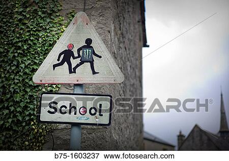 Traffic signs, school View Large Photo Image Stock Photo - Traffic signs, school. Fotosearch