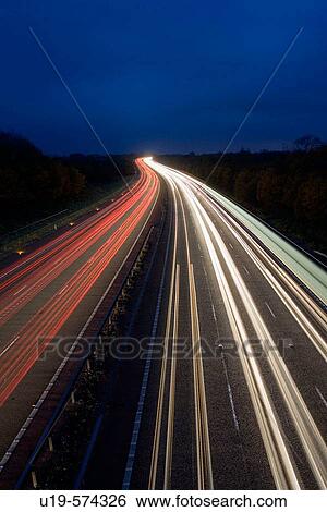 Traffic trails on the M40 motorway in Warwickshire, England, UK View Large Photo Image Stock Photograph - Traffic trails on the M40 motorway in Warwickshire, England, UK. Fotosearch