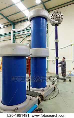 Stock Image - Trafo 550 kV. High Voltage Electric Laboratory. Certification of electrical equipment. Technological Services to Industry. Tecnalia Research & innovation, Bizkaia, Basque Country, Spain.. Fotosearch