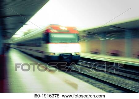 Stock Photo - Train in station, RENFE. Fotosearch