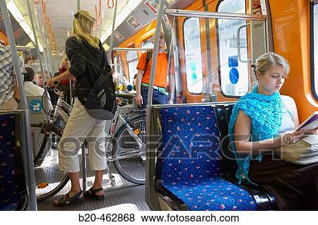 Stock Photo - Train interior. Underground. Vienna, Austria.. Fotosearch