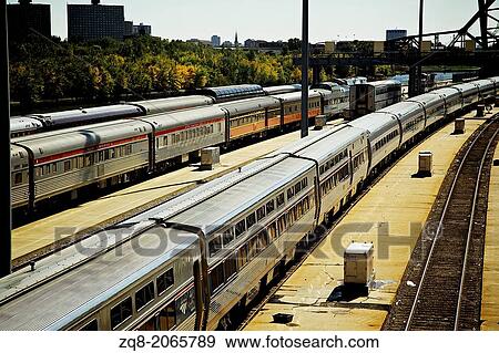Stock Photo - Train junction in chicago, railway.. Fotosearch