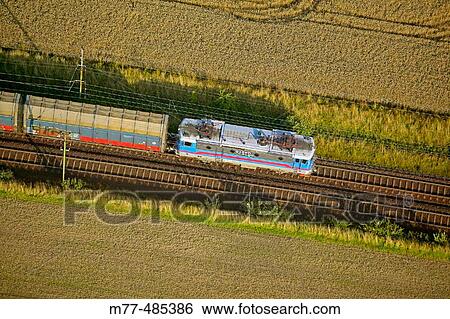 Train on railway, aerial view. Landskrona. Sk? ne. Sweden. View Large Photo Image Stock Photograph - Train on railway, aerial view. Landskrona. Sk? ne. Sweden.. Fotosearch