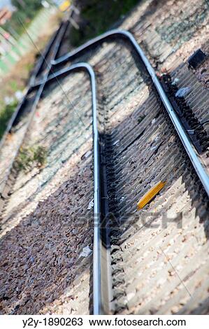 Stock Image - Train rails. Fotosearch