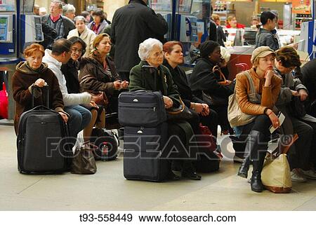 Stock Photo - Train station in Paris, France.. Fotosearch